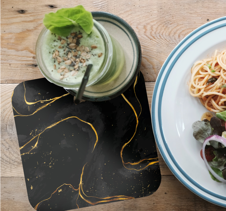 Coasters black and gold swirl - TenStickers