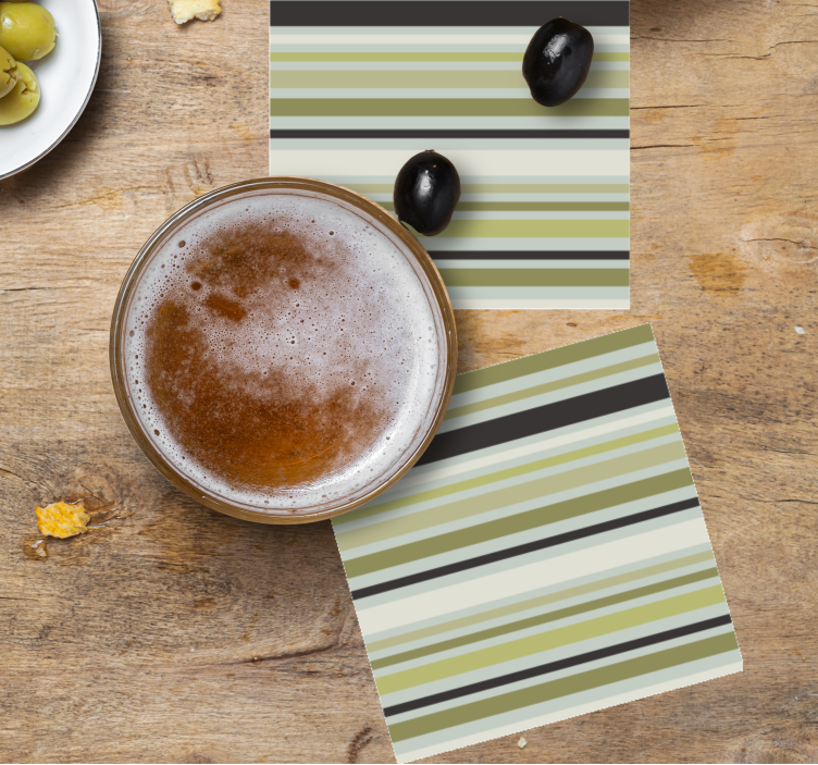 Coasters in green and black striped pattern - TenStickers