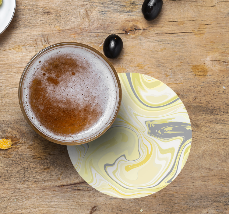 Coasters marbled yellow swirl design - TenStickers
