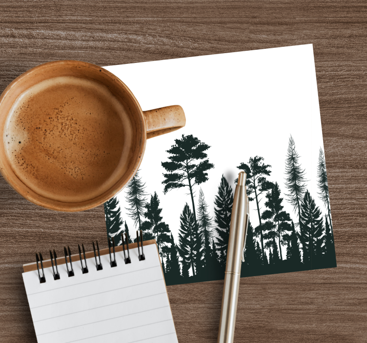 Coasters silhouette of tall pines - TenStickers