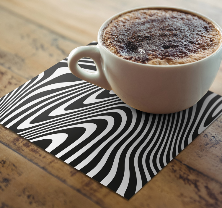 Coasters wavy black and white design - TenStickers