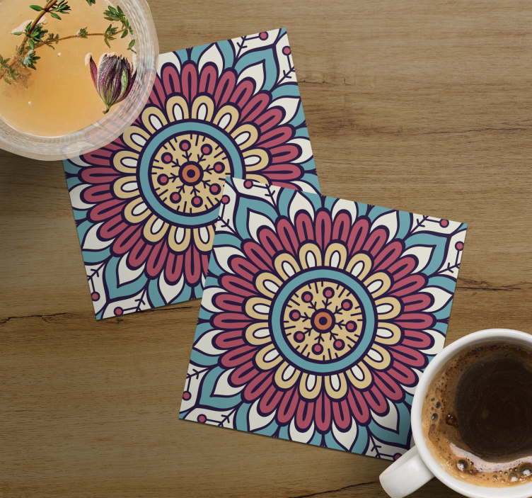Coasters with circular floral design - TenStickers