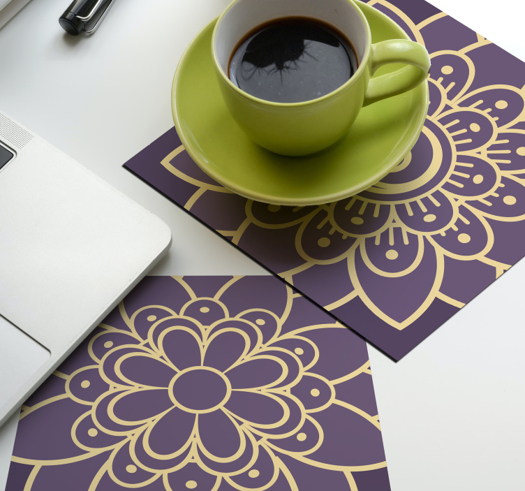 Coasters with floral golden designs - TenStickers