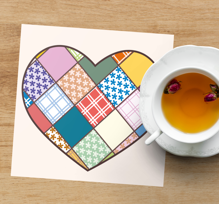 Coasters with patchwork heart design - TenStickers