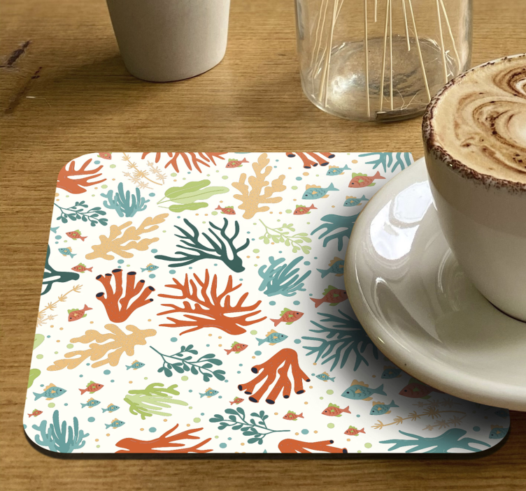 Coasters with vibrant coral designs - TenStickers