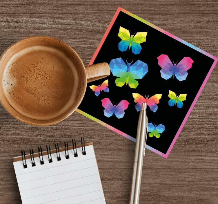 Colorful crystal butterflies  vinyl coaster - TenStickers