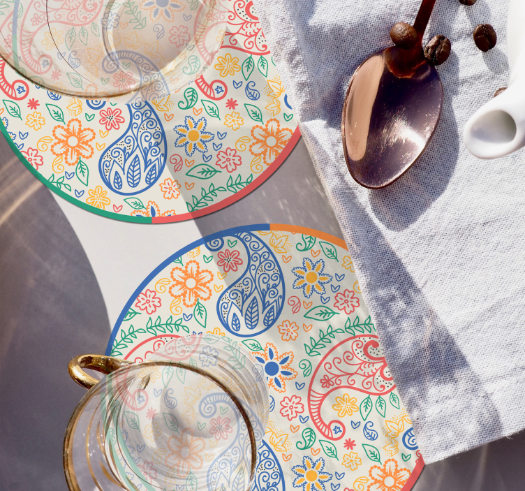 Colorful paisley drink coaster - TenStickers