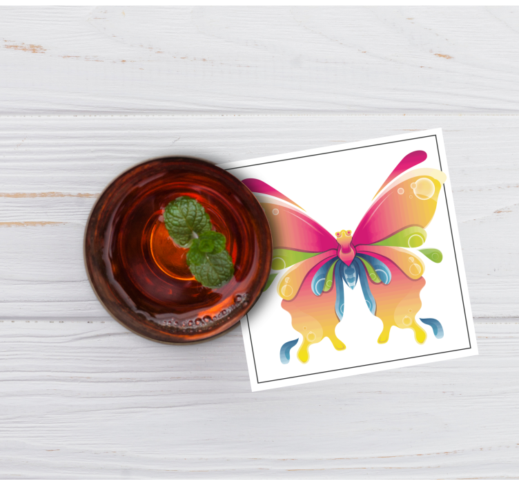Colourful painted butterfly more coaster - TenStickers