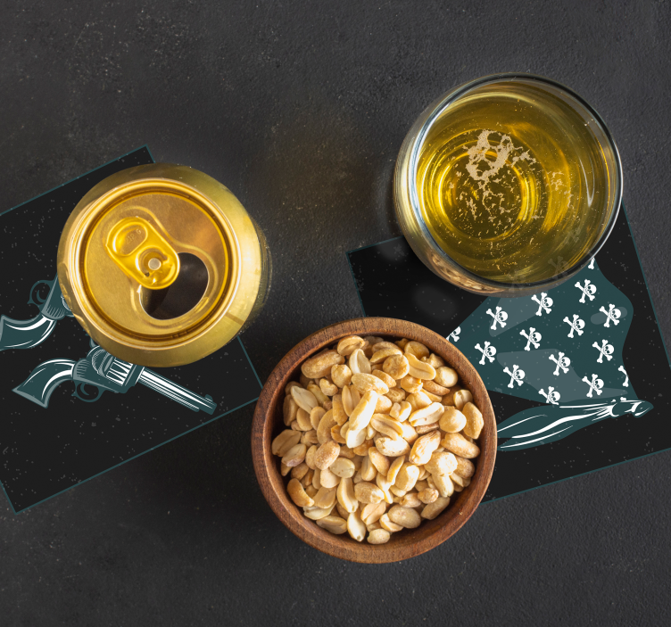 Cowboy hat, flock and revolvers coaster - TenStickers