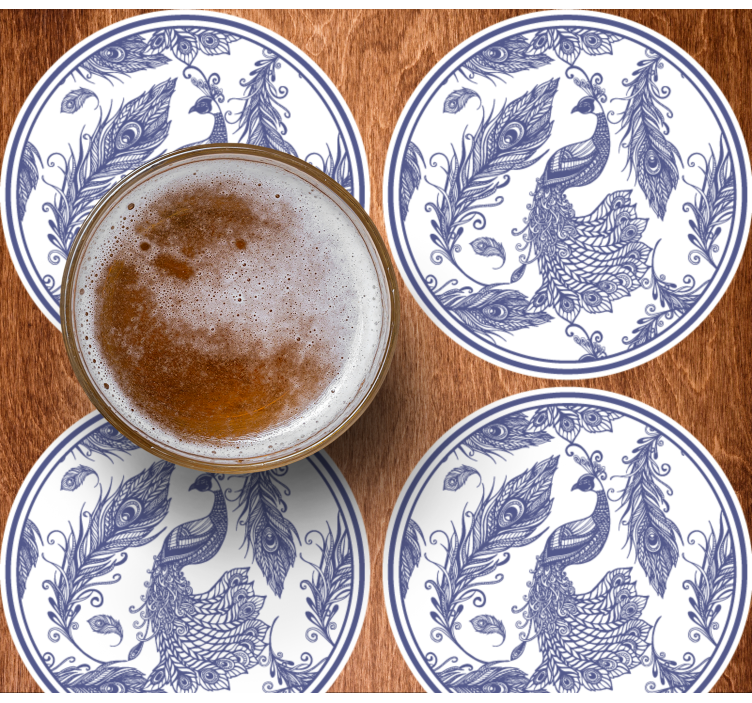 Delftware peacock tile coasters - TenStickers