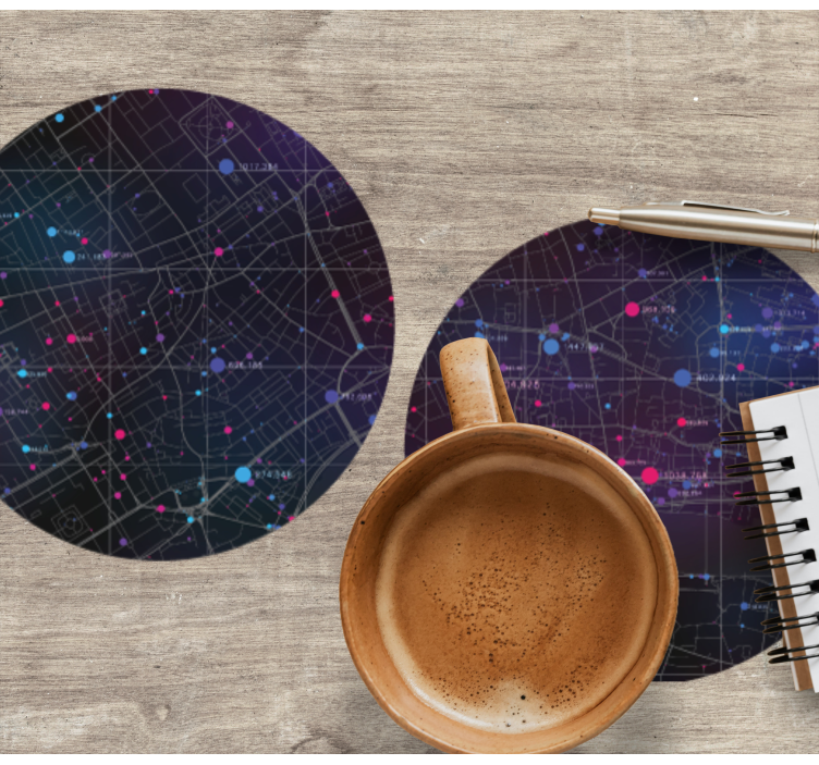 Different cities map modern coaster - TenStickers