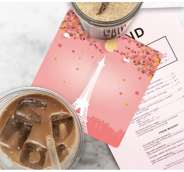 Eiffel tower and pink trees modern coaster - TenStickers