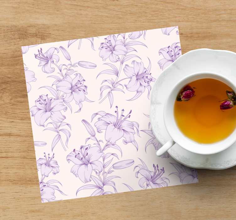 Elegant lily pattern coasters - TenStickers