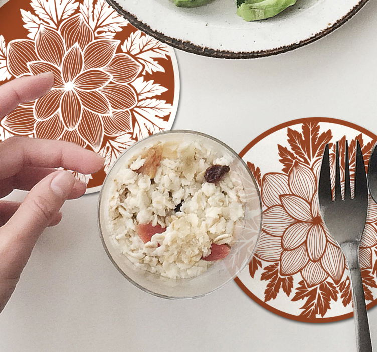 Floral pattern arrangement coasters - TenStickers