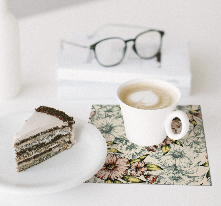 Floral pattern art coasters - TenStickers