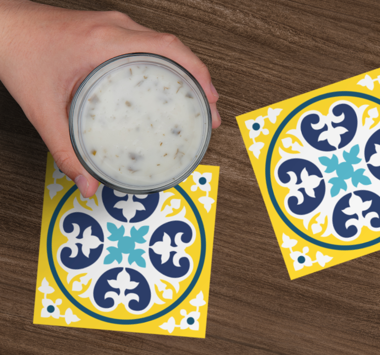 Floral pattern ceramic tile coasters - TenStickers