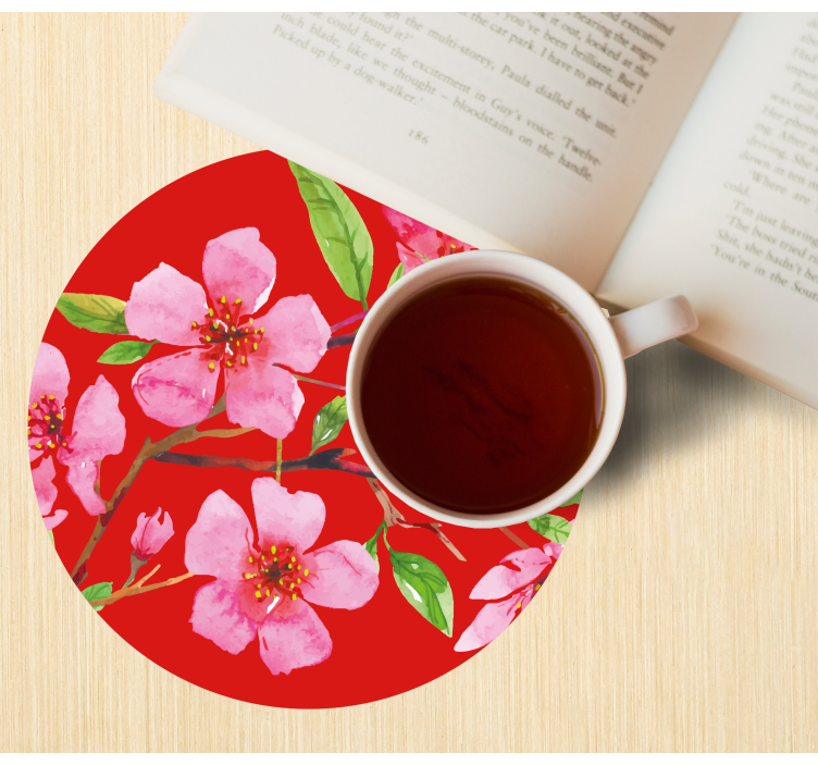 Floral pink blossom coasters - TenStickers