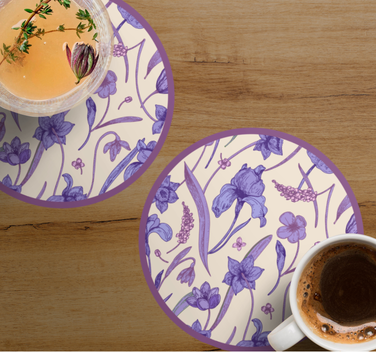 Floral purple pattern coasters - TenStickers