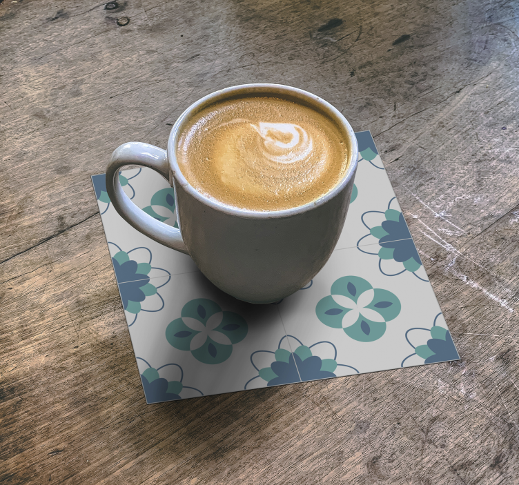 Floral tile pattern tile coasters - TenStickers