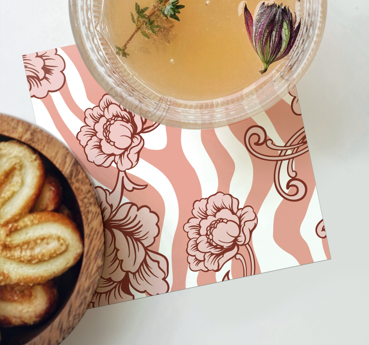 Floral wave pattern coasters - TenStickers