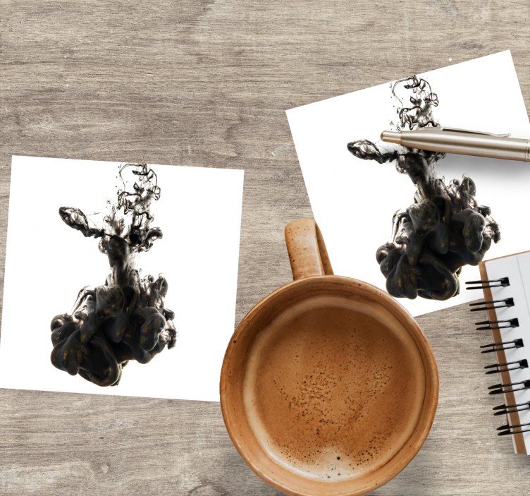 Fluid black ink swirl coasters - TenStickers