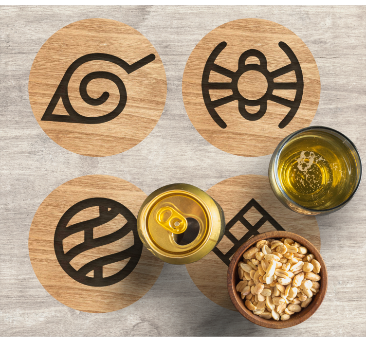 Geek coasters inspired by wooden symbols - TenStickers