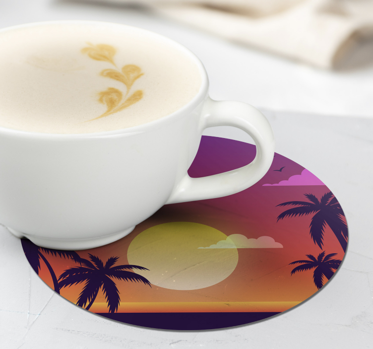Geek coasters tropical sunset design - TenStickers