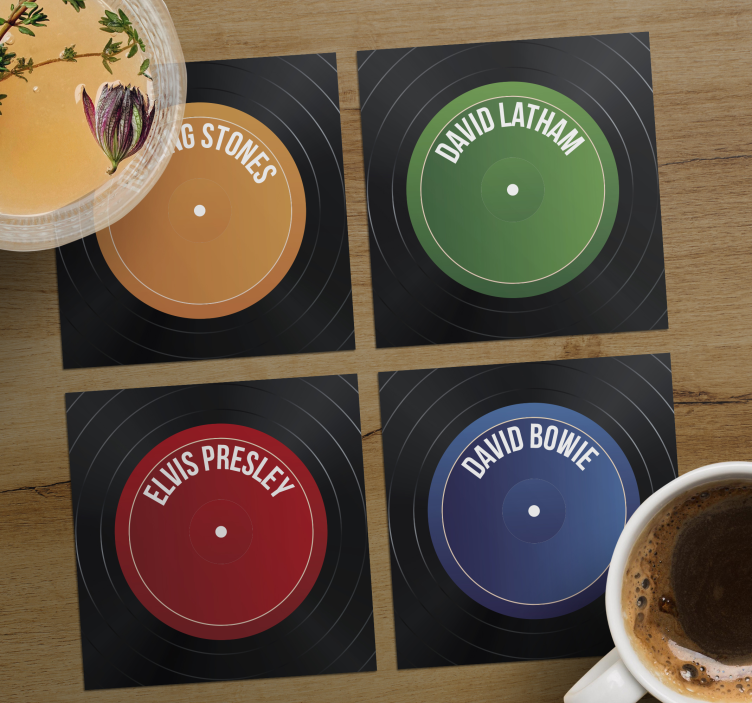 Geek coasters vinyl record labels - TenStickers