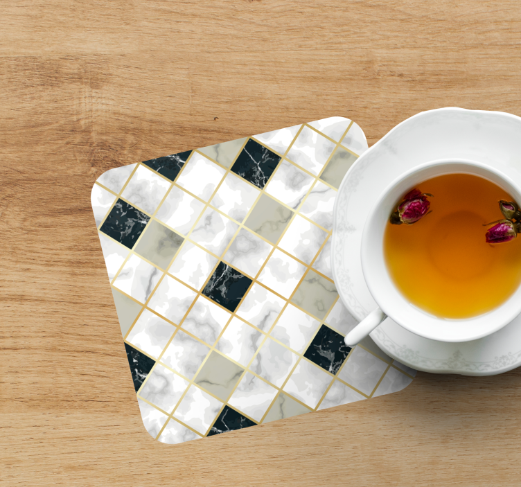 Glamour style gold and marble pattern coaster - TenStickers