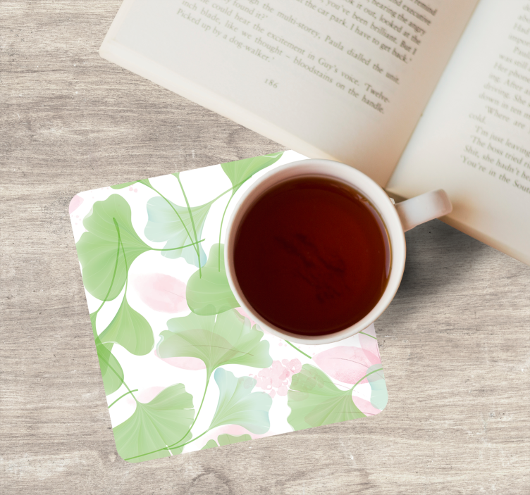 Glamour watercolor ginko leaves modern coaster - TenStickers