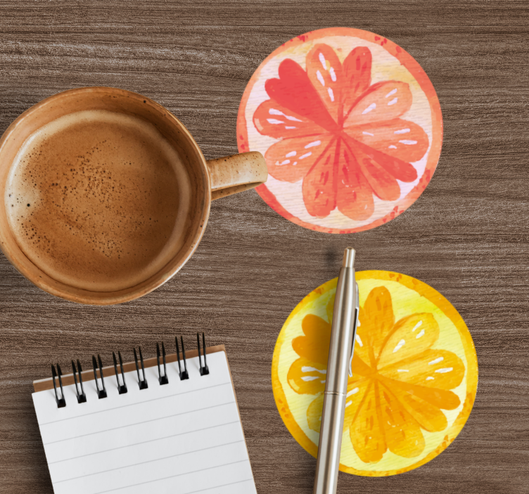 Grapefruit and orange slices modern coaster - TenStickers