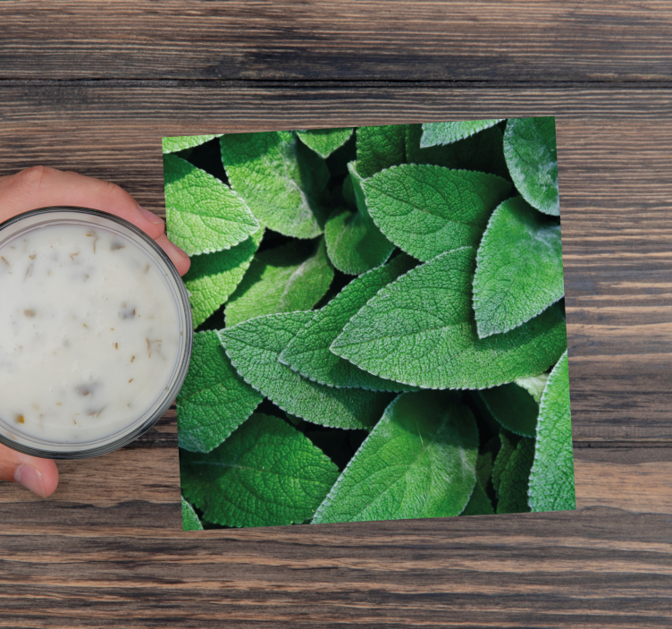 Green leaves texture effect coaster - TenStickers