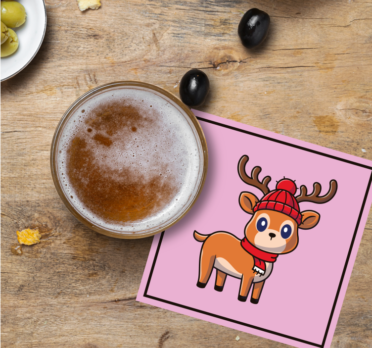 Halloween coaster cute reindeer with scarf - TenStickers