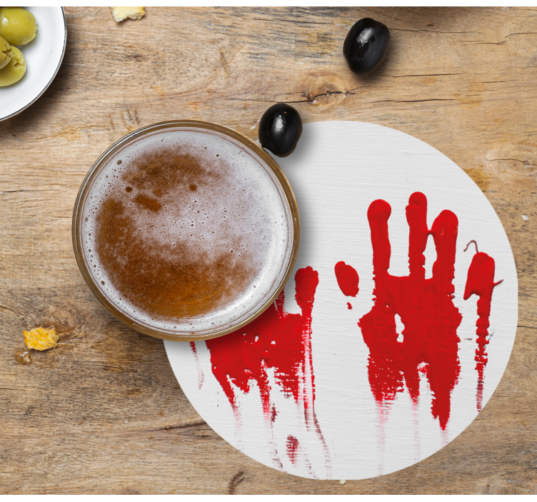 Halloween coaster red handprint design - TenStickers