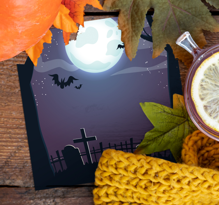 Halloween coaster spooky night scene coaster - TenStickers
