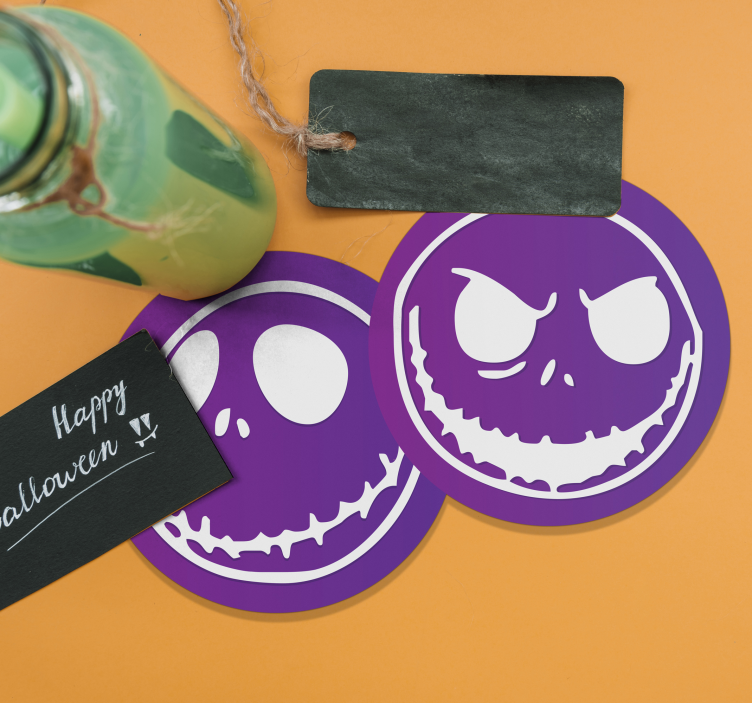 Halloween coaster with skull face designs - TenStickers