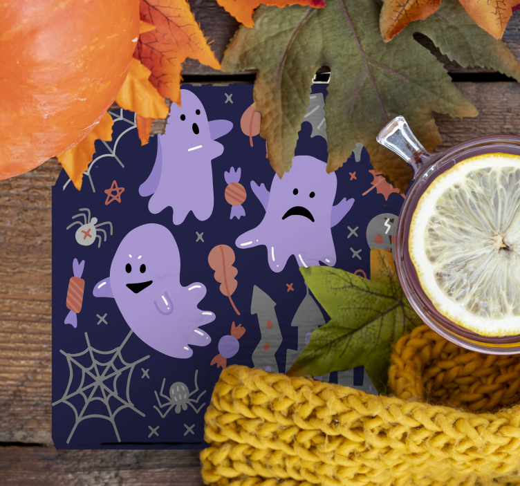 Halloween coaster with whimsical ghosts design - TenStickers