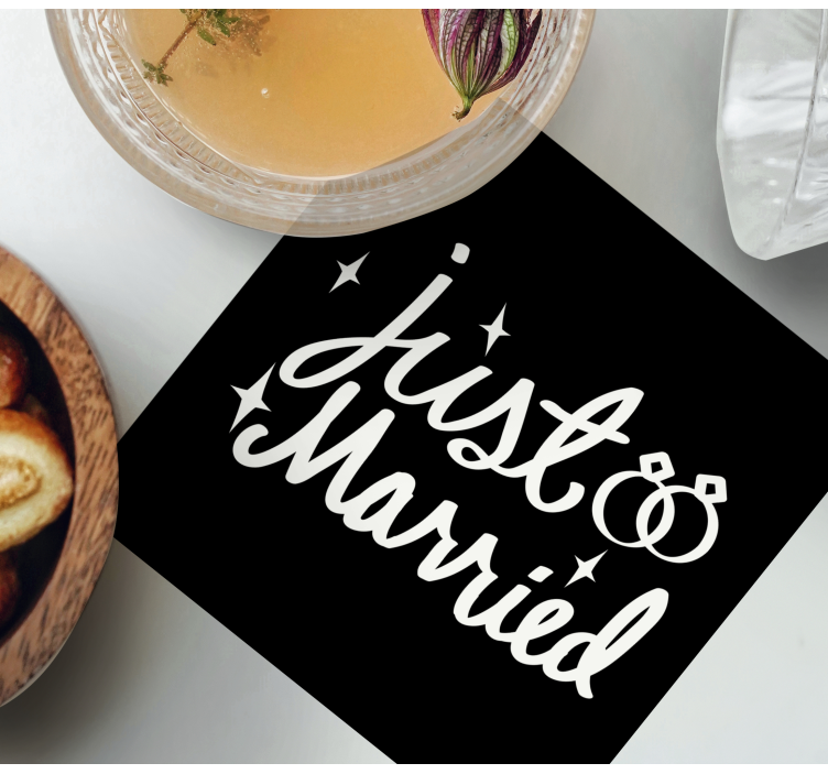 Just Married Black and White wedding coaster - TenStickers