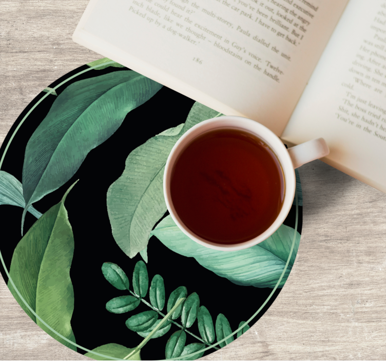 Leafy green composition coasters - TenStickers