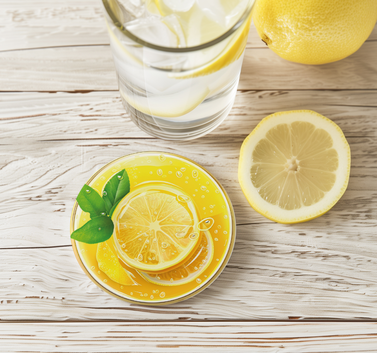 Lemonade texture drink coasters - TenStickers