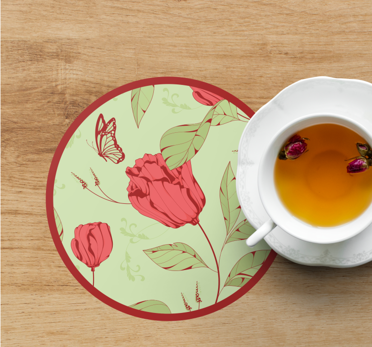 Modern coasters floral design with butterfly - TenStickers