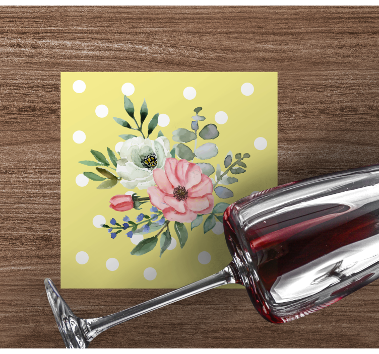 Modern coasters floral design with polka dots - TenStickers