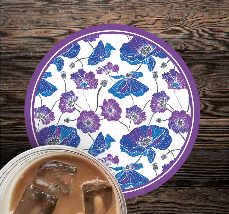Modern coasters floral design with purple accents - TenStickers
