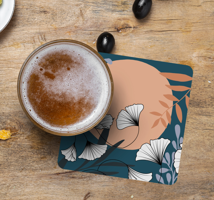 Modern coasters floral ginkgo design - TenStickers