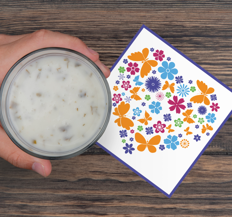 Modern coasters floral heart design - TenStickers
