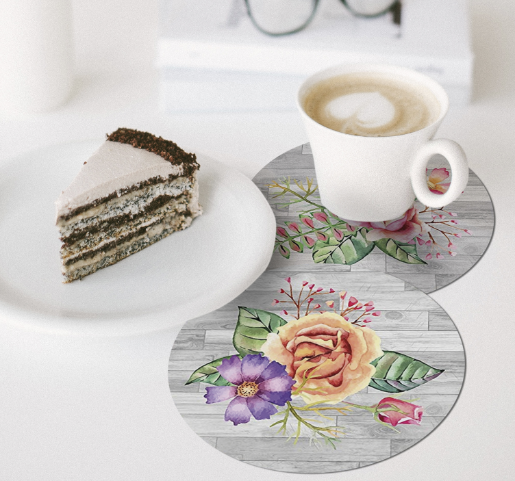 Modern coasters floral wood design - TenStickers