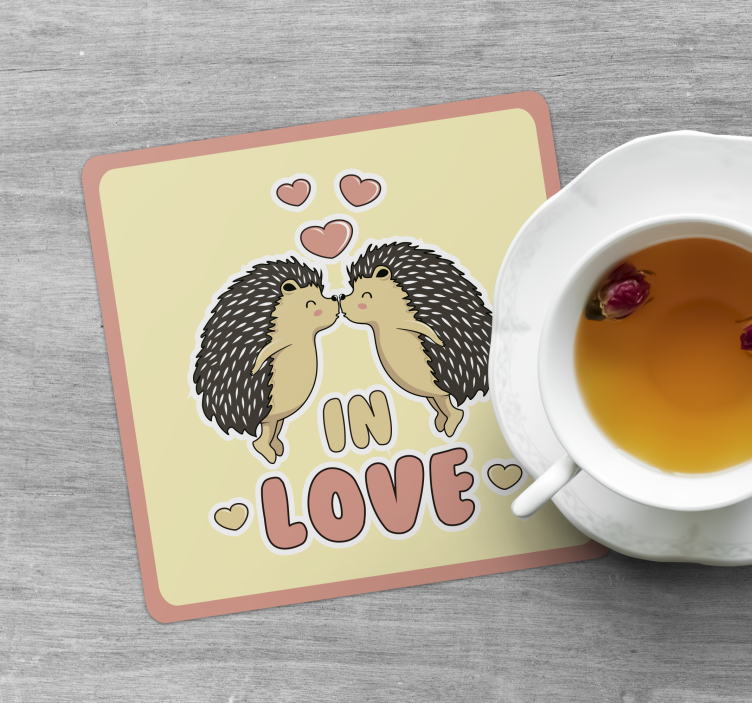 Modern coasters hedgehogs kissing hearts - TenStickers