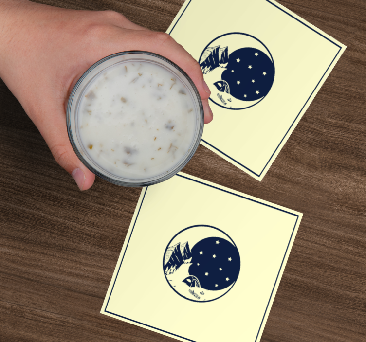 Modern coasters mountain night landscape - TenStickers
