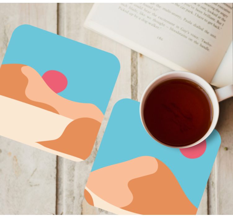 Modern coasters stylized desert landscape design - TenStickers