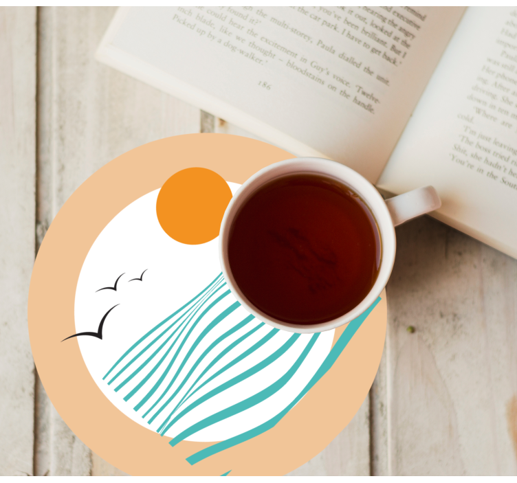 Modern coasters wave pattern sunset design - TenStickers